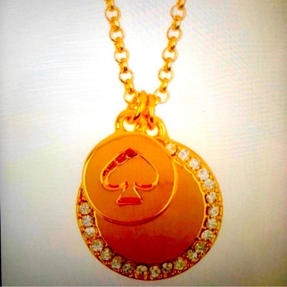 Kate Spade gold, Spot the Spade necklace.